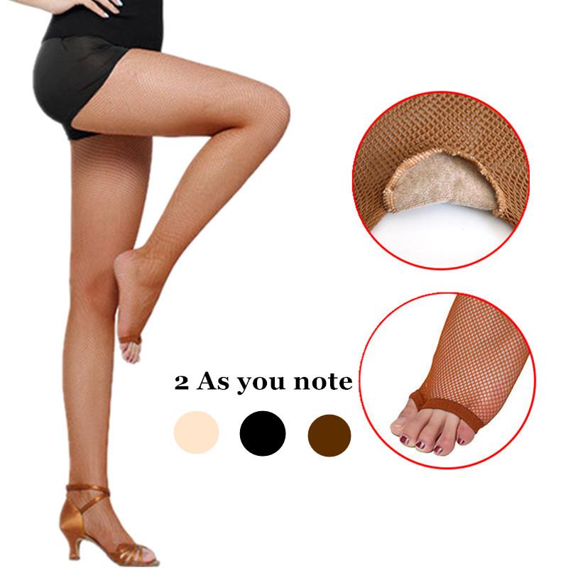 2 Paar Latein-Tanzstrumpfhosen Netzstrümpfe Damen Offene Zehenstrumpfhosen Mädchen Netz-Performance-Strumpfhosen Schlanke Latein-Tanzkleidung Zehenstrumpfhosen One Size brown