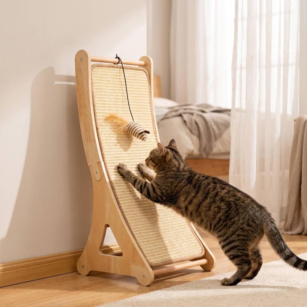 Leaning Cat Scratcher with Wooden Frame Vertical Pet Supply Durable for Cats