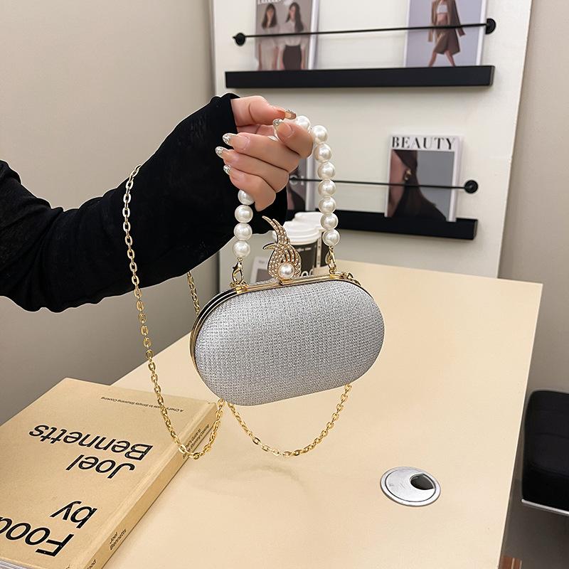 

Женский элегантный клатч с ручкой из жемчуга для свадеб, вечеринок и вечерних выходов со съемной цепочкой, шампанское