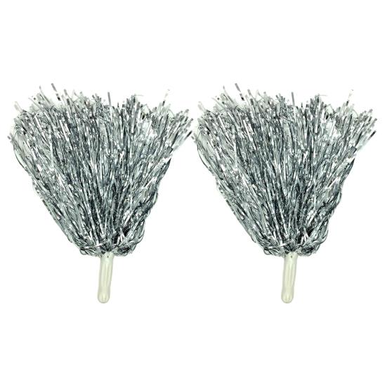 

2 шт. помпоны для чирлидинга с пластиковой ручкой, красочные помпоны из металлической фольги для чирлидера, спортивные танцевальные реквизиты для поддержки серебряный