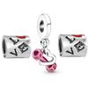 3pcs /Lot Pink Love Heart Beads Enamel Mom Pendant Fit Diy Brand Charm Bracelets Necklaces For Women Mother Jewelry Making