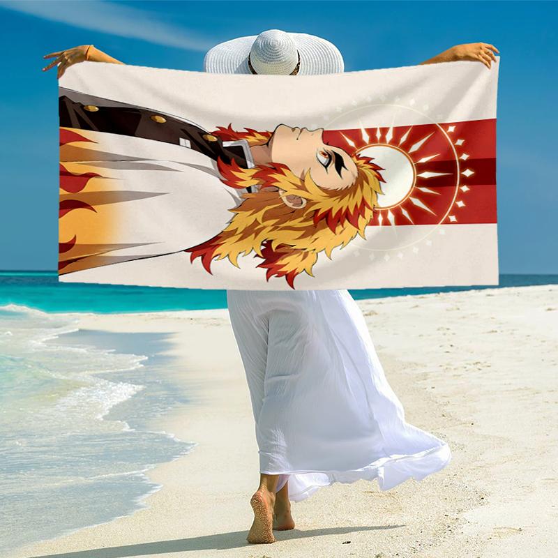 Rengoku Kyoujurou Fashion Beach Towel: Ideal for Summer Adventures Soft, absorbent and quick drying suitable for swimming and bathing