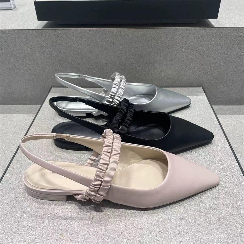 Small K Women's Shoes Fashionable and Comfortable Versatile Bag Head Flat Bottom Pointed Head Shallow Mouth Mary Jane Strap Sandals