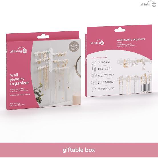 6-Tier 6" Wall Jewelry Organizer, Command Strips included for Easy Hanging, 120 Hole Earring Organizer, Necklace Organizer, Bracelet Holder, Ring