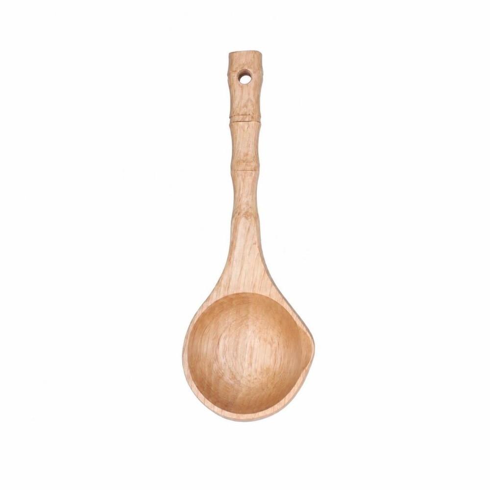 Wood Grain Texture Soup Spoon Solid Wood Porridge Scoop Heat Friendly Cooking Tool  Food Serving