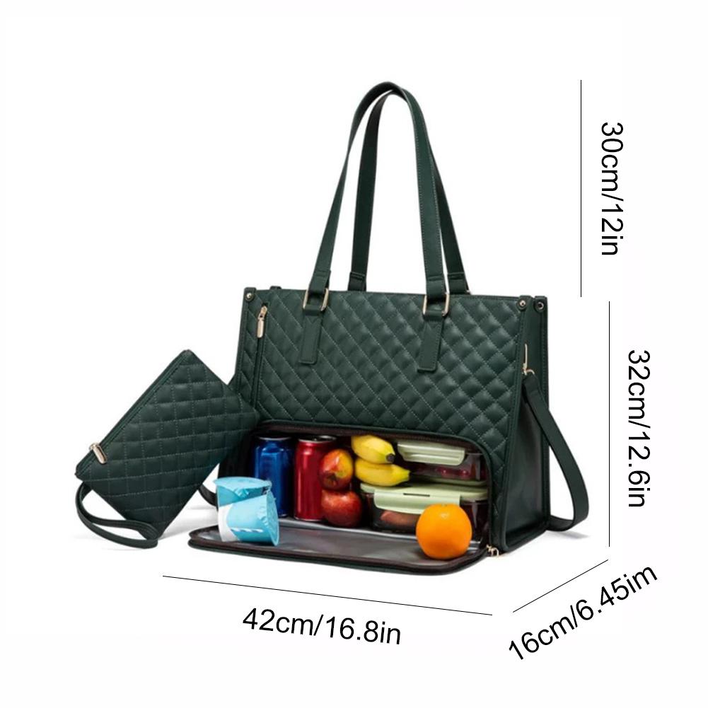 2-in-1 Lunchtas Laptoptas met Portemonnee Multifunctionele Zakelijke Lunchtas Lunchbox Handtas voor Werk Kantoor Camping Picknick