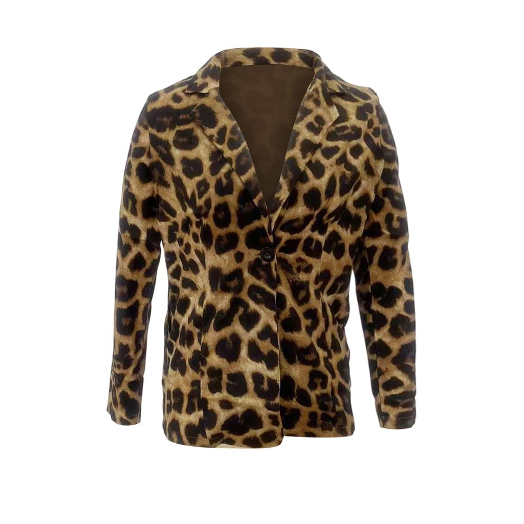 Women's Fashionable Leopard Print Temperament Commuting Thin Long-sleeved Small Suit