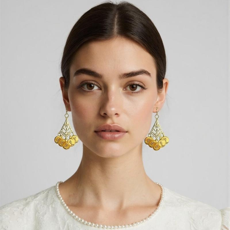 Belly Dance Accessories,Belly Dance Hip Scarf Wrap Belt,Coin Drop Earrings Hair Chain Bracelet Gypsy Costume for Women