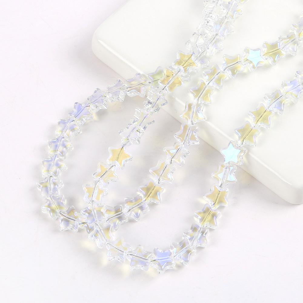 8/10Mm Color Plated Pentagram Beaded Glass Star Loose Beads Diy Handmade Beaded Necklace Material Jewelry Accessories