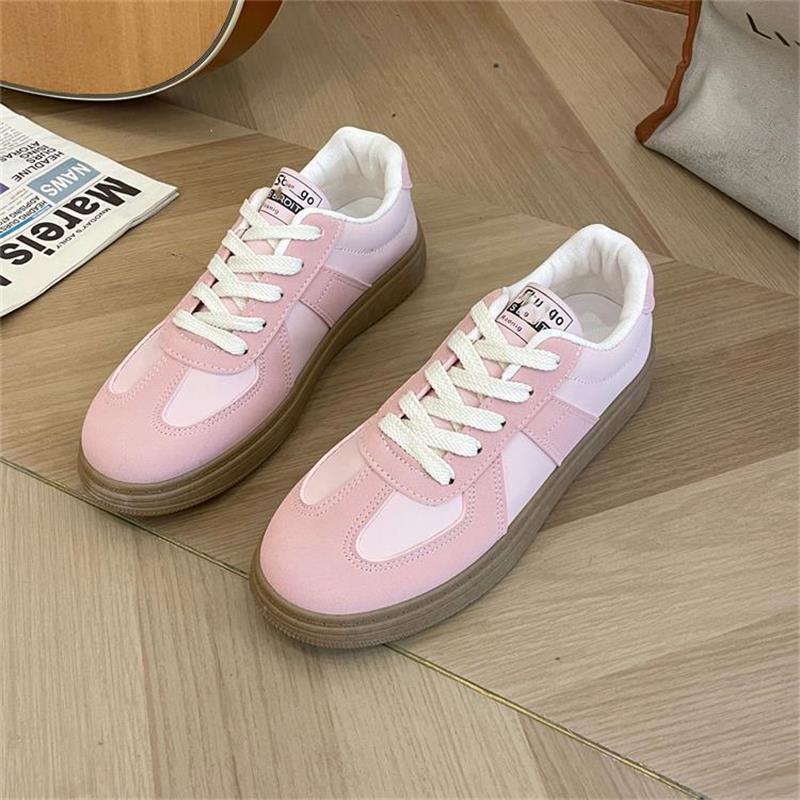 

Autumn retro German training shoes 2025 new platform white shoes women s versatile flat-bottomed sports and leisure board shoes ins tide 35 рожевий