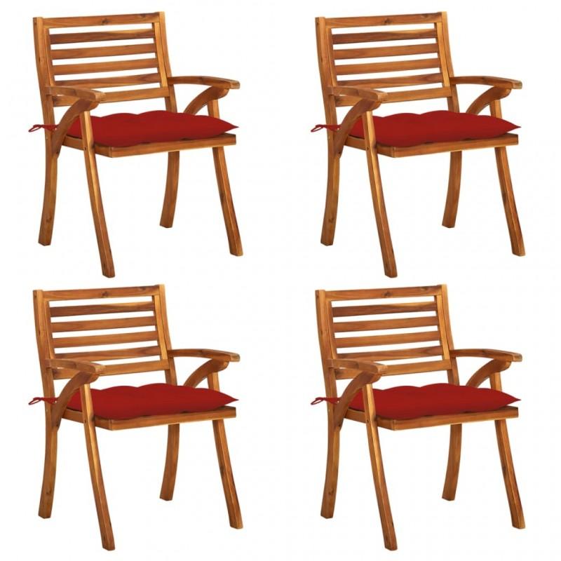 Day and Night - Day and Night Garden Chairs with Cushions 4 Units Solid Acacia Wood