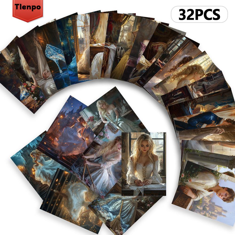 32pcs, Cinderella Postcard, Fairy Tale, Birthday/anniversary Gift, Collectible, Suitable for Gift-giving, Can Be Mailed.