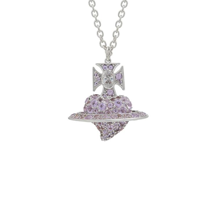 

Vivienne Westwood Agnatha Brass Inlaid Diamond Heart Saturn Pendant Necklace Women necklace Silver 630203FZ-02P621 Box+Shopping Bag