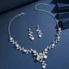 Bridal Diamond-encrusted Accessories, Leaf And Flower Necklace, Earrings, Jewelry