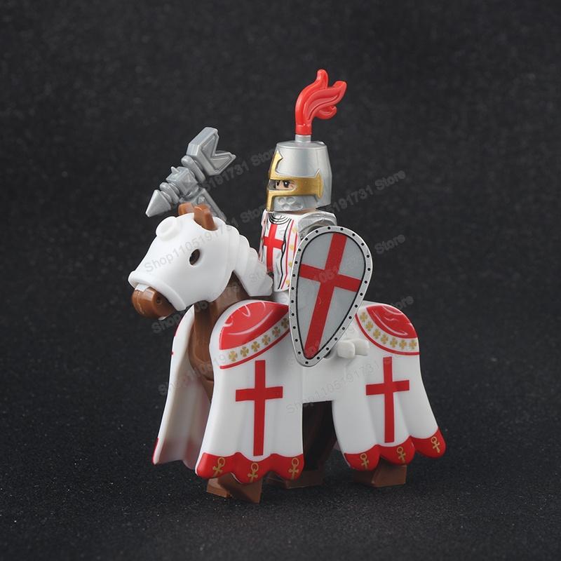 Medieval Knight Serie Figures Building Blocks Warrior Soldiers Guards Lion Heart Hospital Teutonic Knight Battle Pastor Kid Gift
