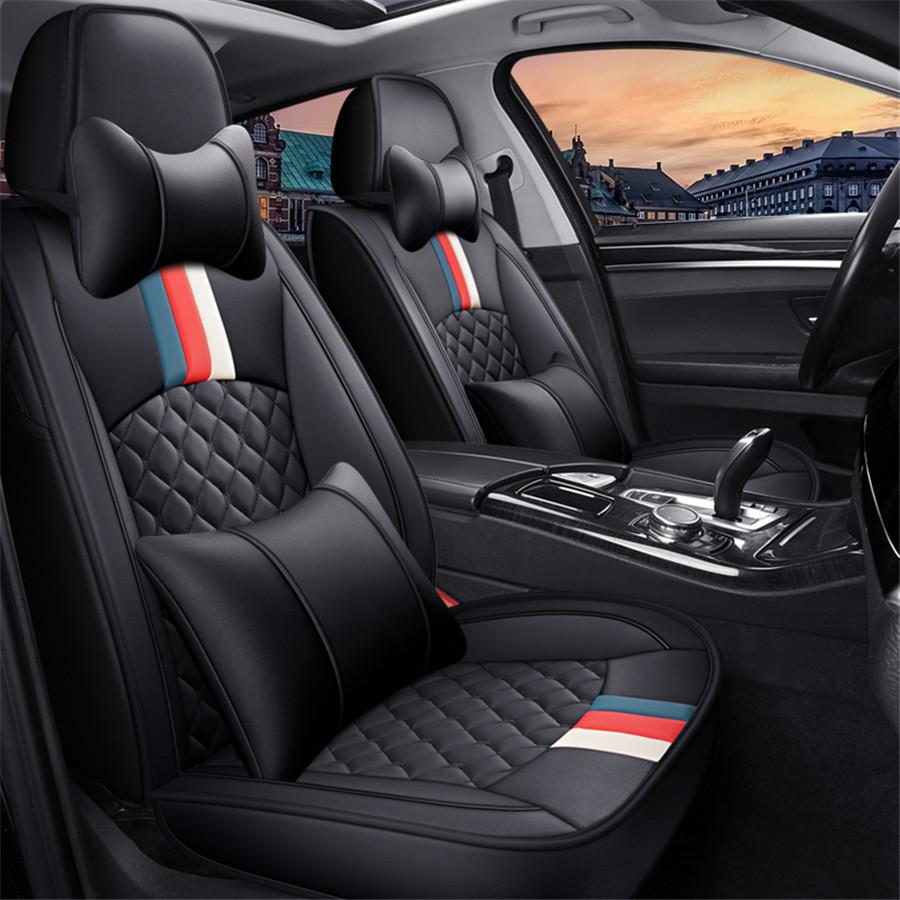 Universal Diamond Full Seat Wear-resistant PU Leather Color Bar Car Seat Cover Cushion Pad Surround Breathable...