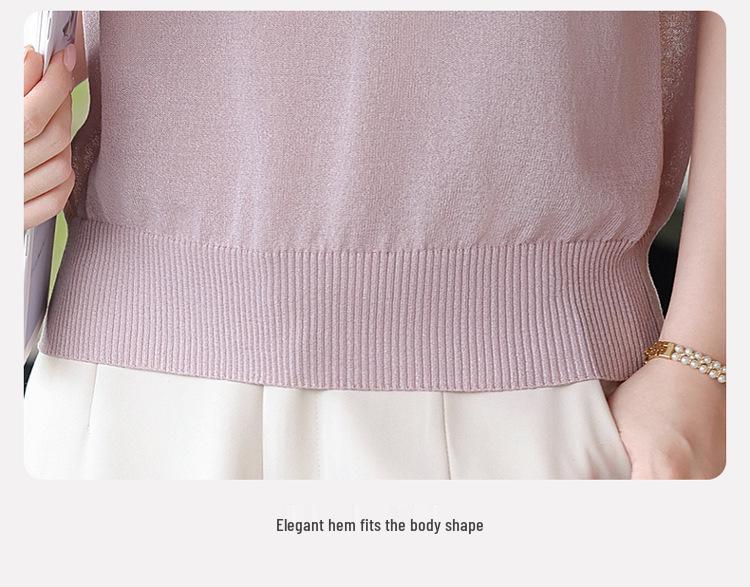 Mother's Day Loose Summer Knit T-Shirt for Middle-Aged and Elderly Women