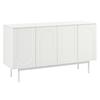 Modern Minimalist Pure White Sideboard with 4 Doors in Arched Pattern for Dining Room And Living Room (White)