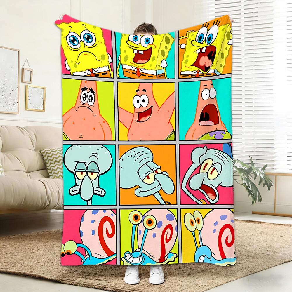 Throw Blankets for Beds Kawaii S-Spongebob All Year Blanket Bedspread On the Bed Bedspreads and Coverlets Camping Anime Sofa Nap