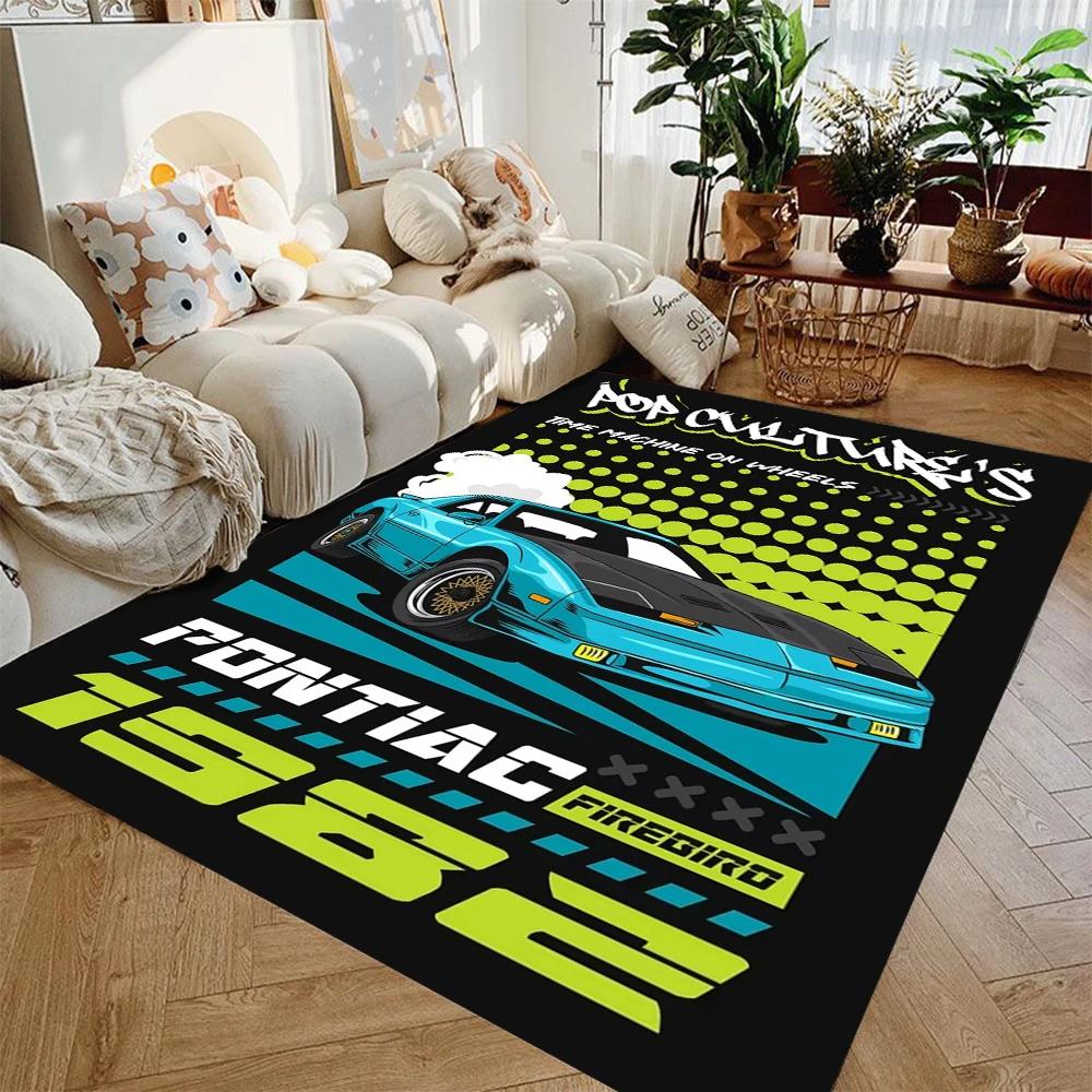 Tappeto da Pavimento con Stampa Auto da Corsa Dinamica Antiscivolo Tappeto per Soggiorno Tappetino per Camera da Letto dei Ragazzi Lavabile Decorazione Zona Divano per Appassionati di Auto