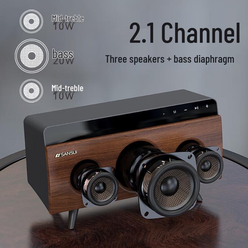 SANSUI S58 Retro Walnut Wood Bluetooth Speaker (CN Version)