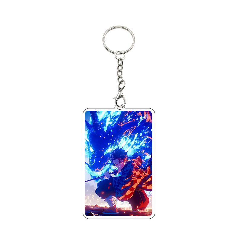 Fashion Anime Acrylic Keychain Accessories Tomioka Giyuu Kanroji Mitsuri Nezuko Cartoon Car Charm Pendant Gifts Toys Wholesale