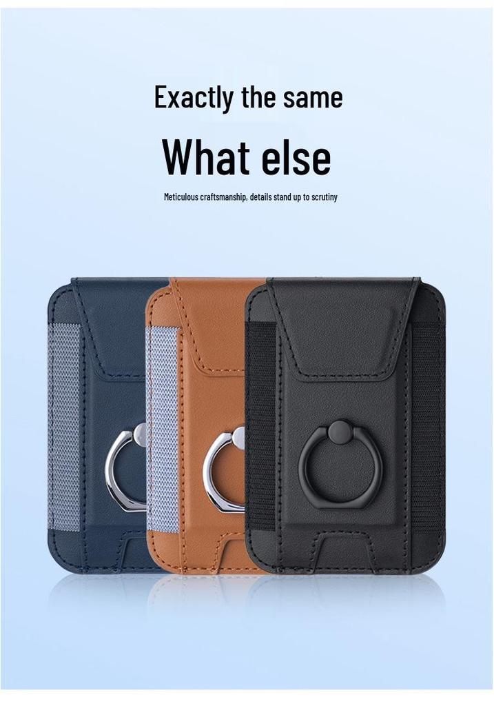 Magnetic Card Holder with Finger Ring & Elastic Band for iPhone 12/13/14/15 Magsafe