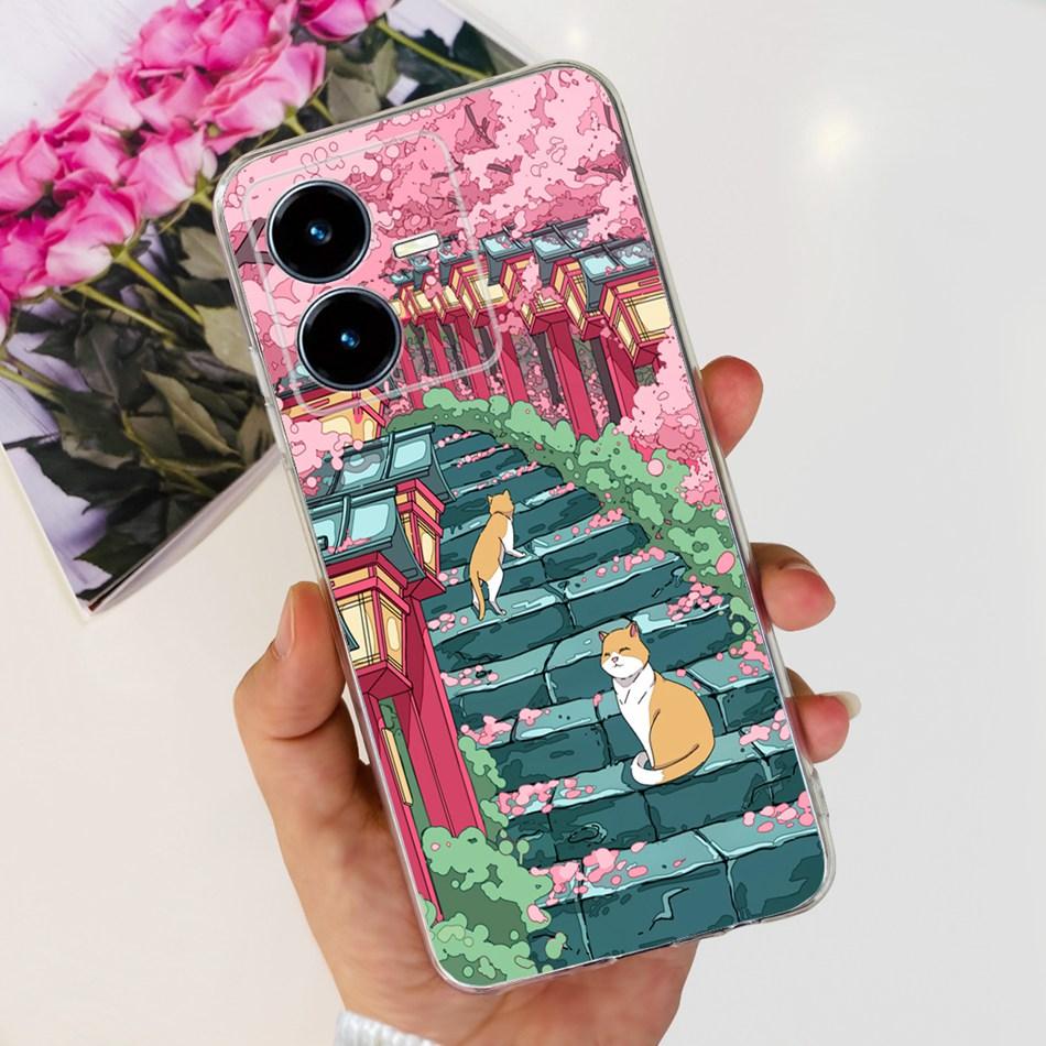 For Vivo Y22s Y22 Case VivoY22 Y 22 22S 4G 2022 V2206 V2207 Elegant Printing Soft Silicone Clear TPU Slim Phone Back Cover