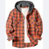 Men's Fashion Hooded Plaid Trendy Shirt Hooded Plaid Sweatshirt
