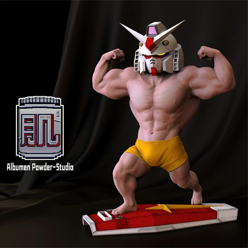 18cm Big Muscle Gunpla EVA Unit 01 LED Light Up Bodybuilding Statue RX-78 Zaku Sazabi Nu Yuanzu Action Figures Boys Toy Gifts
