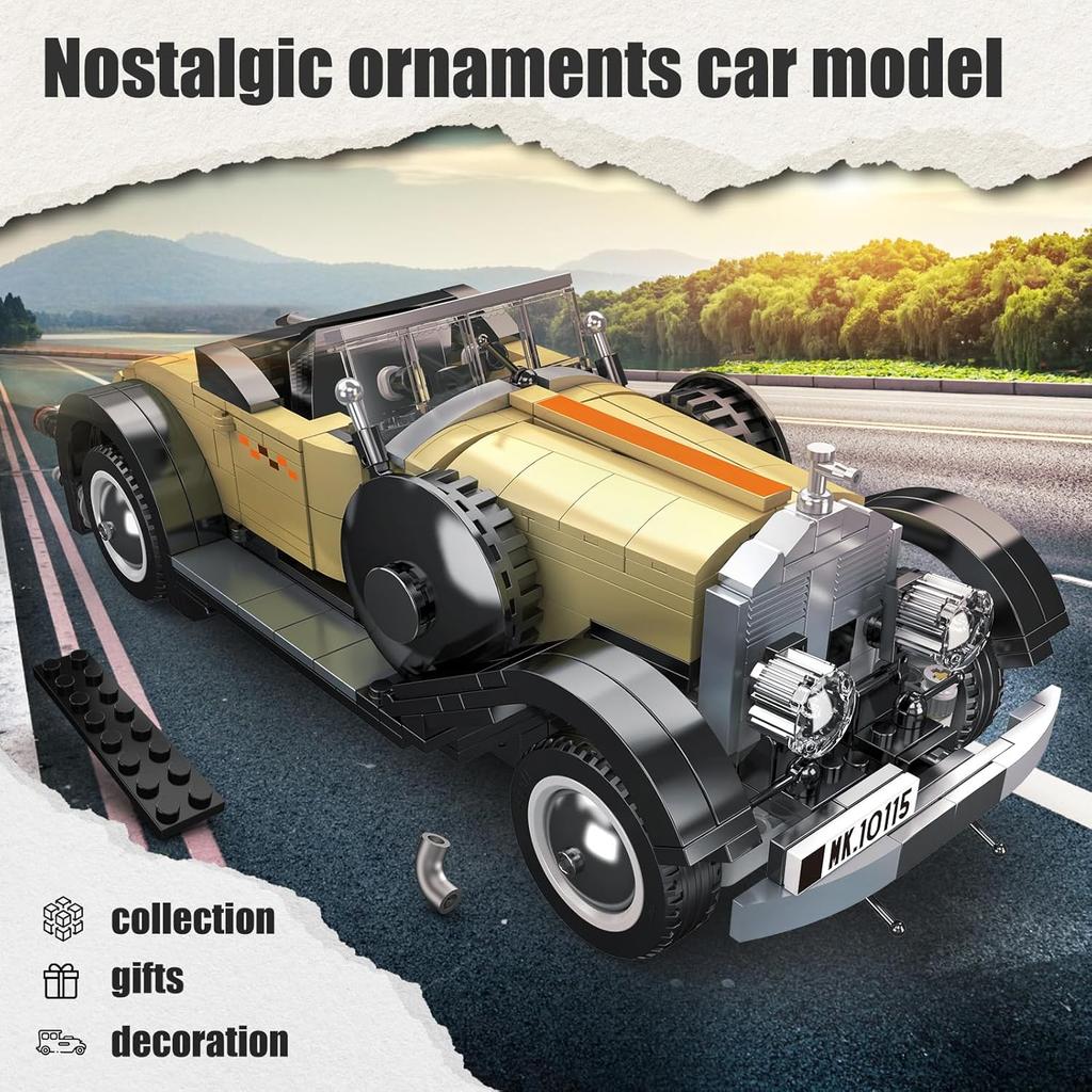 MOULD KING 10115 Technical Building Block The MOC Fantom Vintage Car Model Set Assembly Brick Toys Creative Kids Christmas Gift