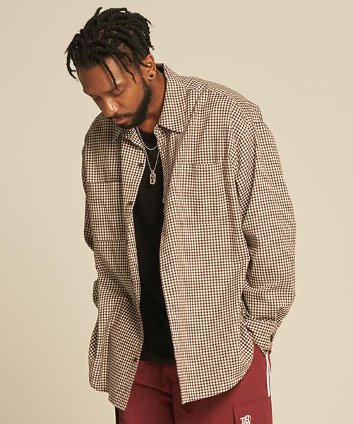 Tener Retro Oversized Plaid Shirt Brown F