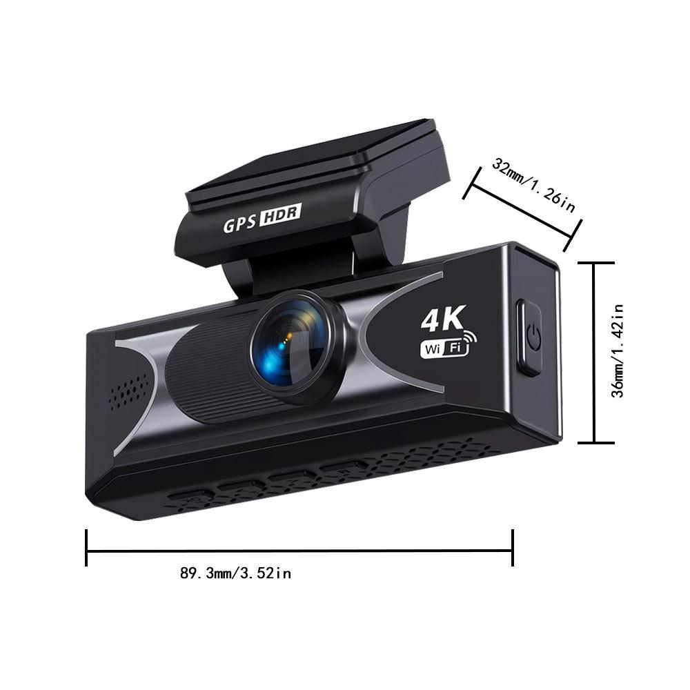 4K Dual Lens Dash Cam, Front and Rear Recording, Super Wide Angle, Night Vision, WiFi, GPS