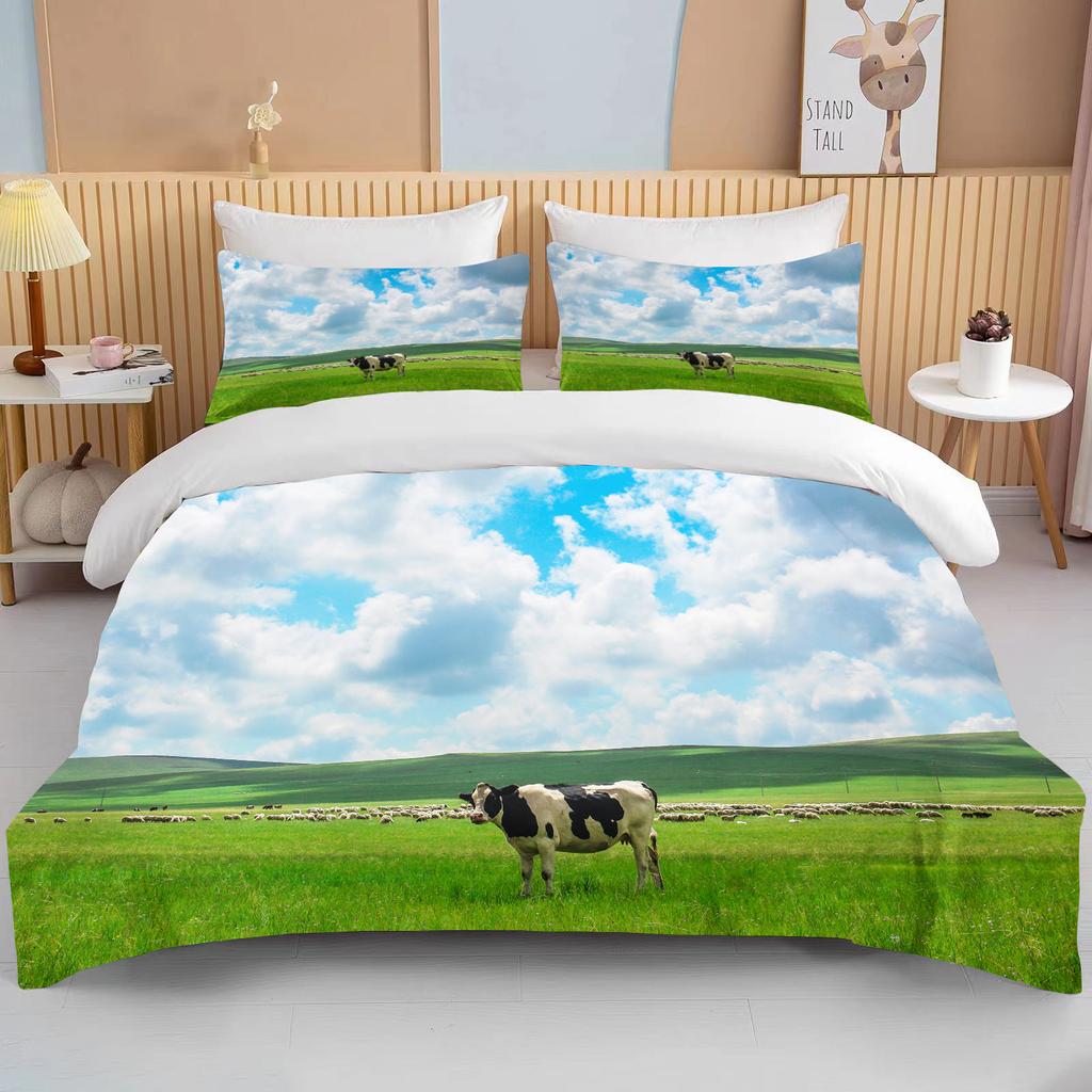 China Grassland European And American King Size Double Bed Children's Bedding  Microfiber Or Polyester Duvet Cover 3 Piece Set