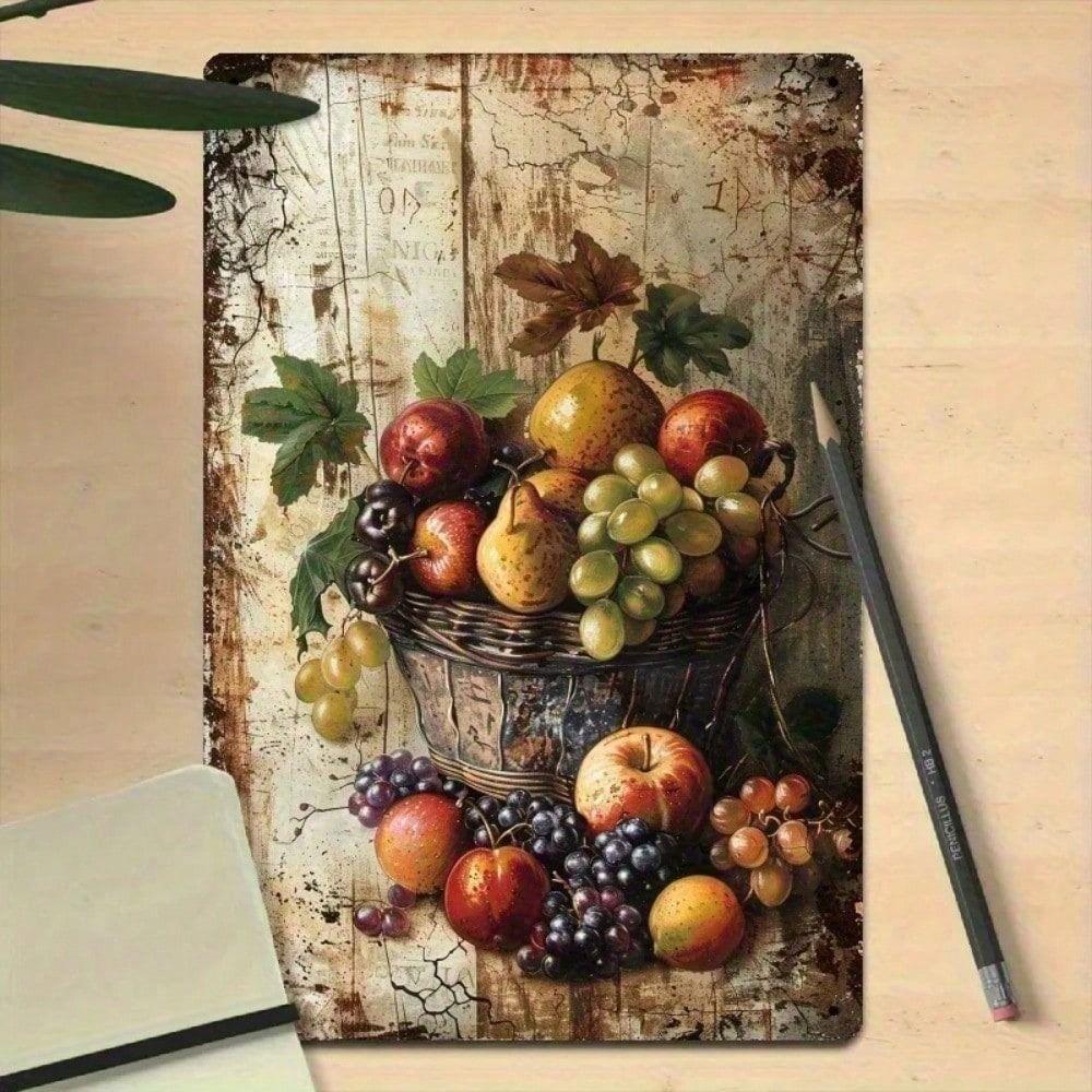 Poster Metallico Frutta Still Life Vintage per Parete Cucina