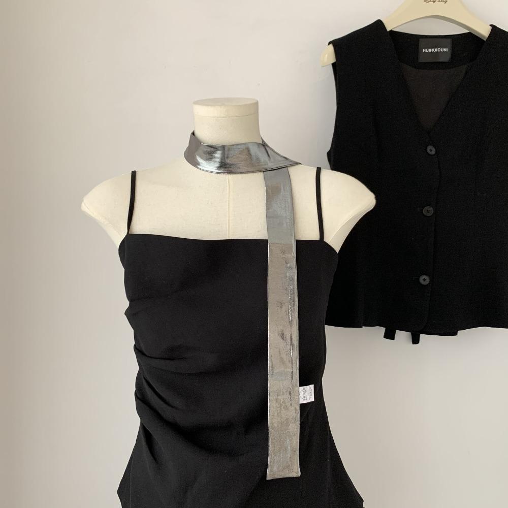 Soft Wrap Liquid Silver Hair Scarf Y2K Punk Bandana Headwear Laser Color Hair Band  Streetwear