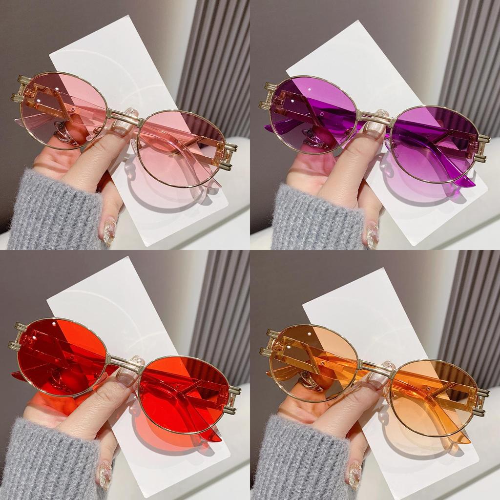 Occhiali da Sole Rotondi in Metallo Retro Con Protezione Uv400 Per un Look alla Moda all'Aperto