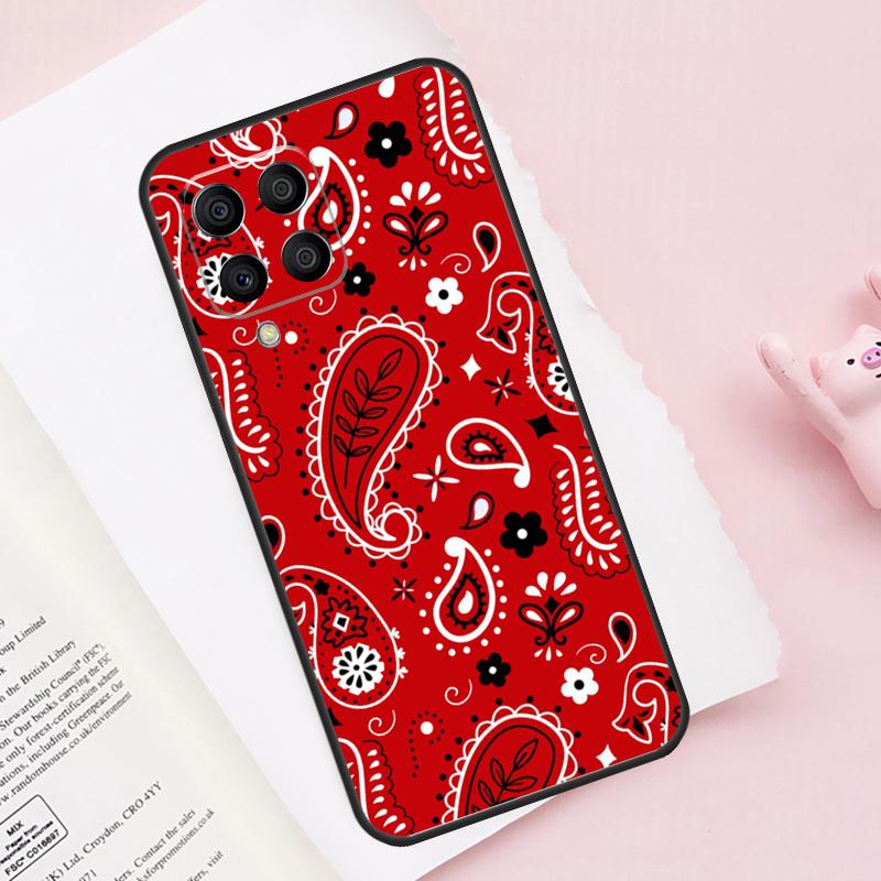 Red Bandana Paisley Case For Samsung Galaxy M13 M53 M16 M36 M56 M06 M52 M32 M12 M54 M34 M14 M35 M55 M15 M11 M31