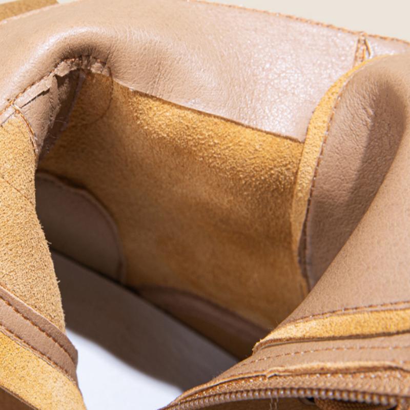 Новые женские кожаные короткие ботинки на платформе в британском стиле — фото 10