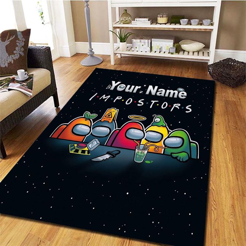 Among Us Custom Name Carpet Rug for Living Room Bedroom Home Sofa Decoration,Kids play Non-slip Floor Mat