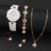 Set da 6 pezzi Lusso Donna Custodia a Rombo Orologio al Quarzo & Set Gioielli Diamante Cuore d'Amore