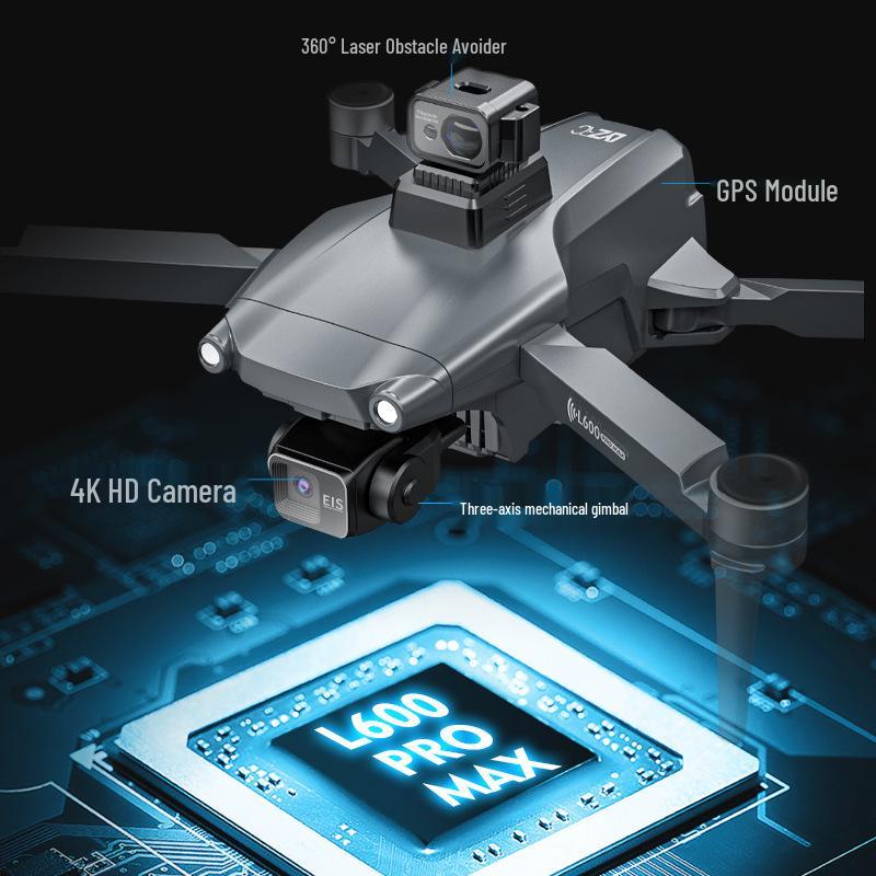 L600 PRO MAX Drone: Three-Axis Gimbal, Electronic Stabilization, Anti-Shake, Laser Obstacle Avoidance.