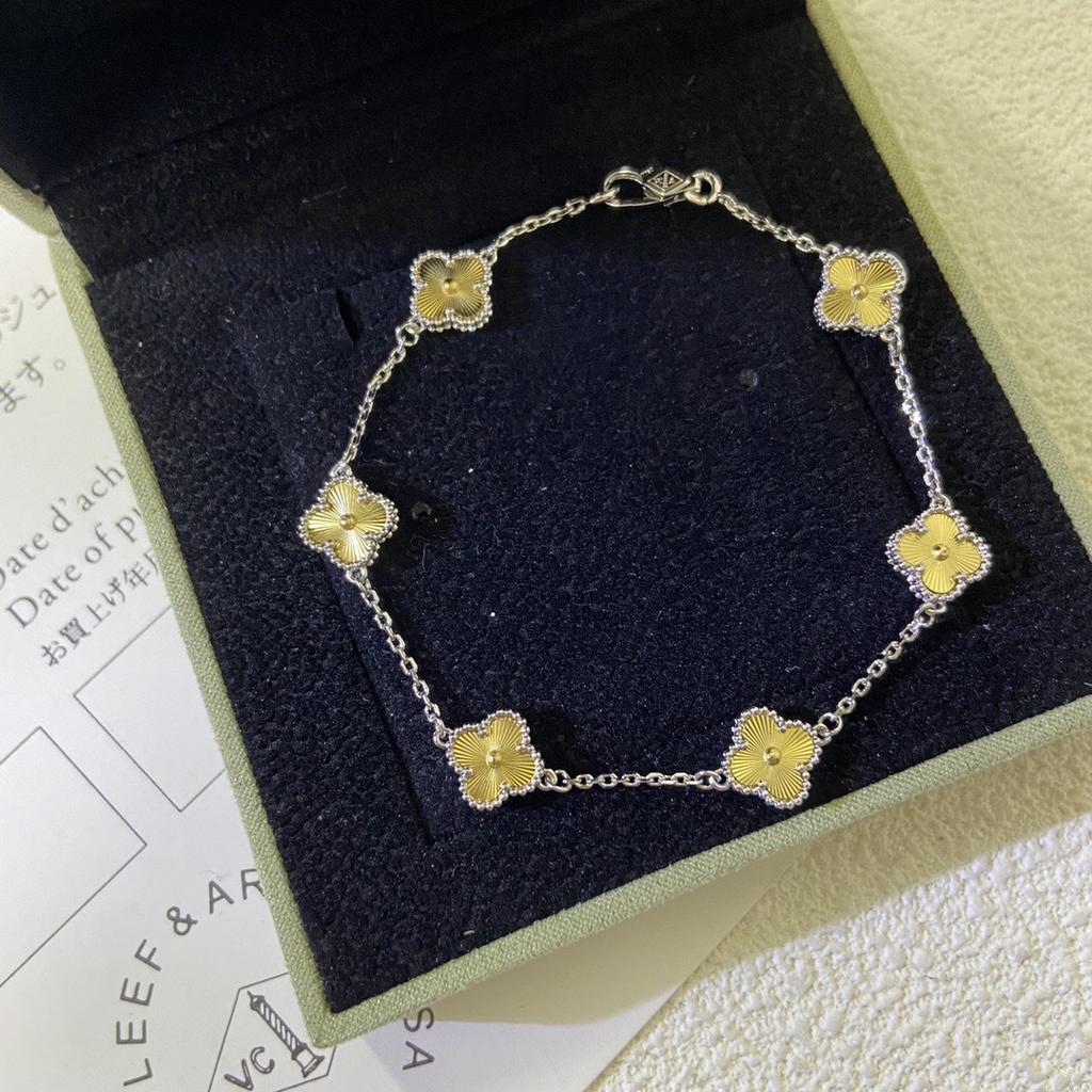 Boutique Vierblättriges Kleeblatt Mini 9mm Sechs Blumen Armband 18k Ins Mode Herren- und Damenarmbänder