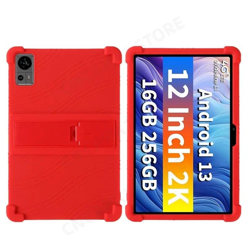 Чехол для Teclast T60 2023 Чехол 12  Планшетный ПК Kickstand Funda с 4 противоударными подушками безопасности Детская безопасность Мягкий силикон Teclast T60 12 inch красный