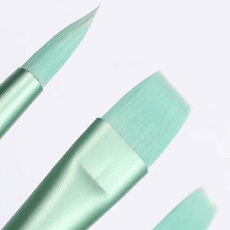 6 Stück Nylonborsten Pinsel Aquarellmalerei Pinsel für Gouache Acryl Öl Aquarellmalerei Künstler Pinsel