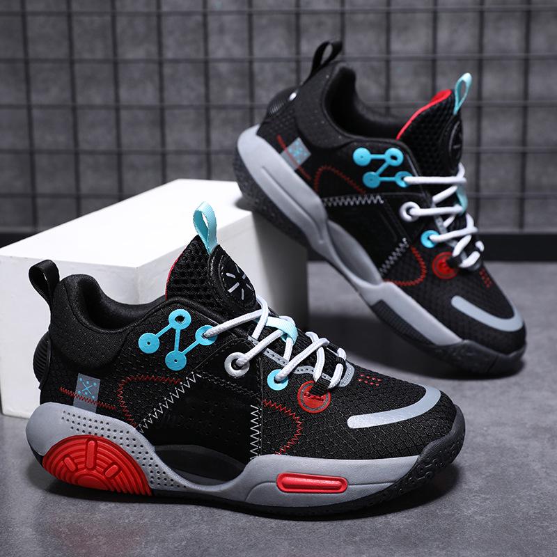 Atmungsaktive Sportschuhe für Jungen, Herbst 2025, Rutschfest, Langlebige Basketballschuhe, Geruchshemmend, Geräuschreduzierendes Design für Mittel- und ältere Kinder