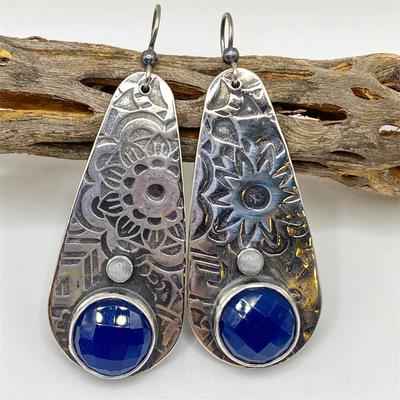 Vintage Silver Color Oval Flower Geometry Earrings for Women Long Dangle Earrings Wedding Engagement Jewelry
