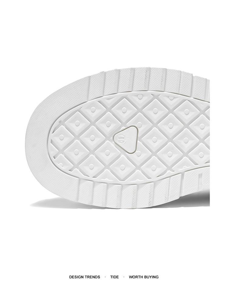 Men's Trendy White Breathable Skate Shoes - Spring 2025 Versatile Thick Sole Sports Casual Dad Sneakers.