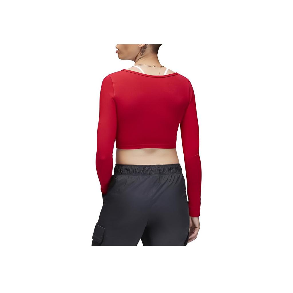 Jordan Flight Solid Logo Print Crew Neck Long Sleeve T-Shirt Women tops Red DQ4466-687
