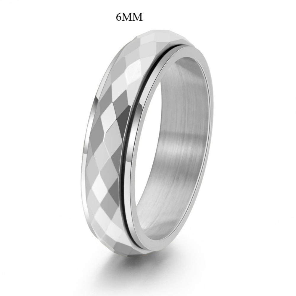 Unisex Titanium Steel Rotating Diamond Ring Wide Narrow Face Trendy Jewelry for Men Women